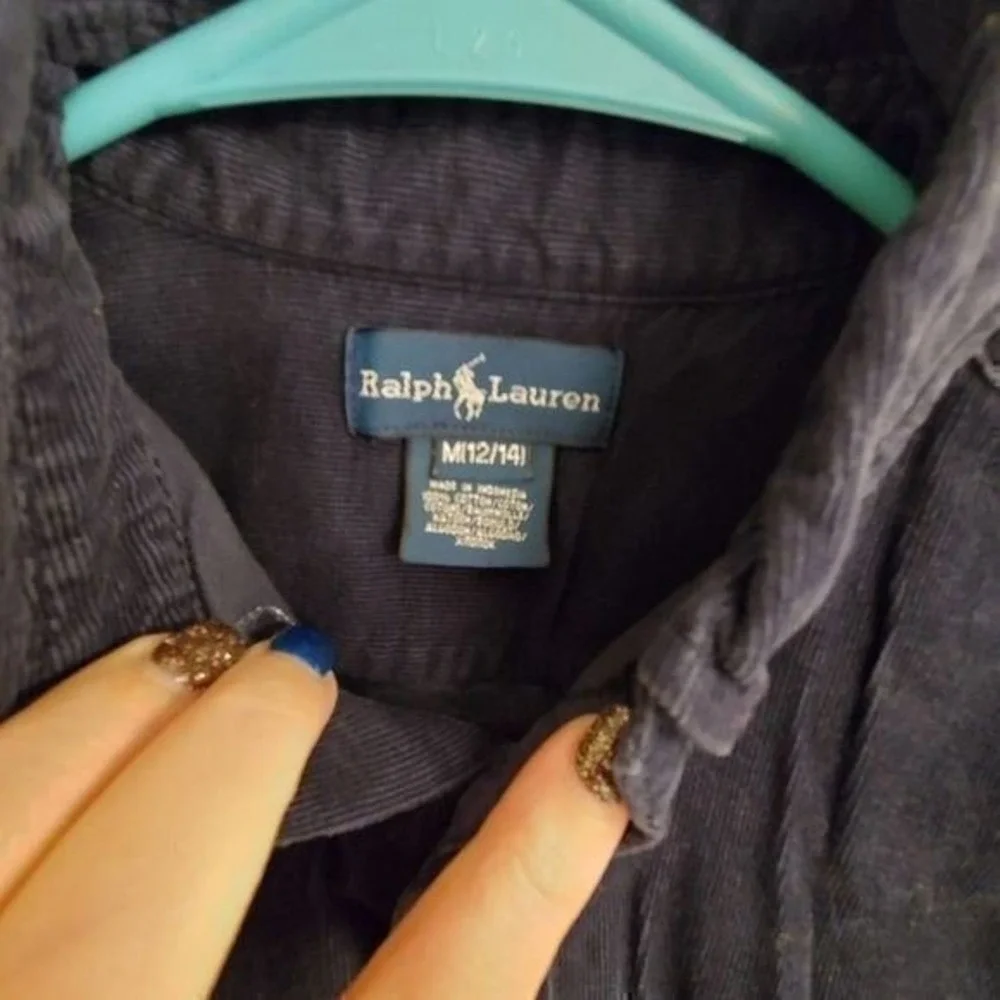 RALPH Lauren navy‎ corduroy button up shirt boys